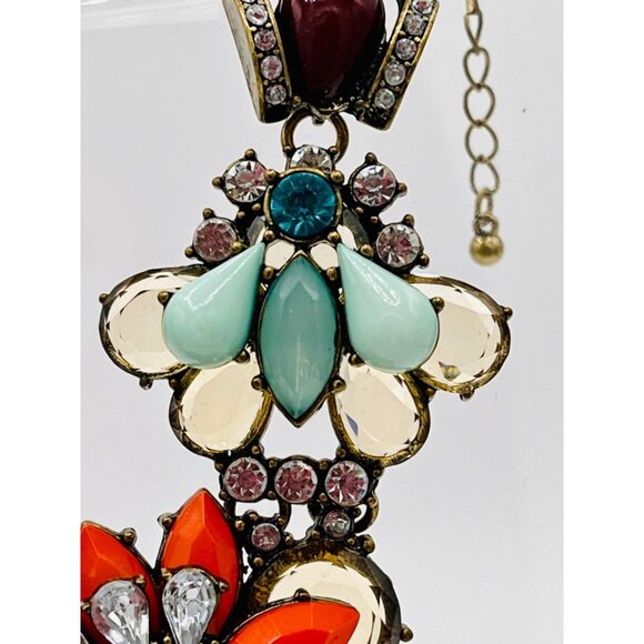 J Crew Multicolor Rhinestone Flower Adjustable Statement Necklace - Picture 5 of 9